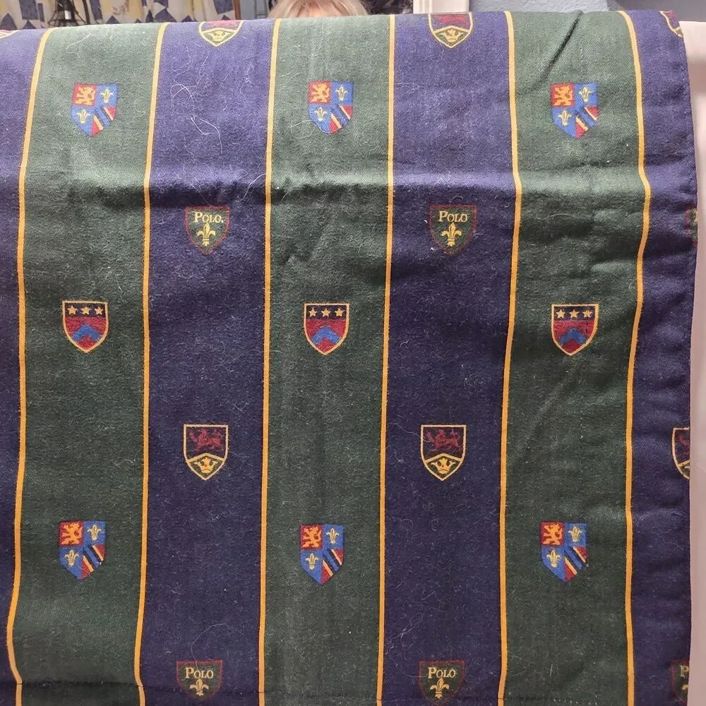 Pair Vintage Ralph Lauren Chappel Standard Pillow Shams Blue Green Shields